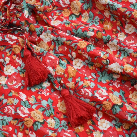 Maria & Kyndal's Woman's Sleeveless Red Floral Ruffle Mini-dress Size Small - Picture 3 of 9